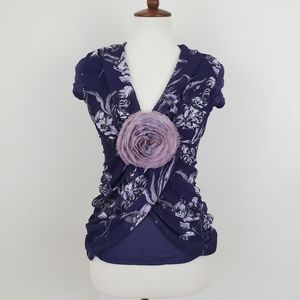 Anthro Deletta Midnight Rose Top XS